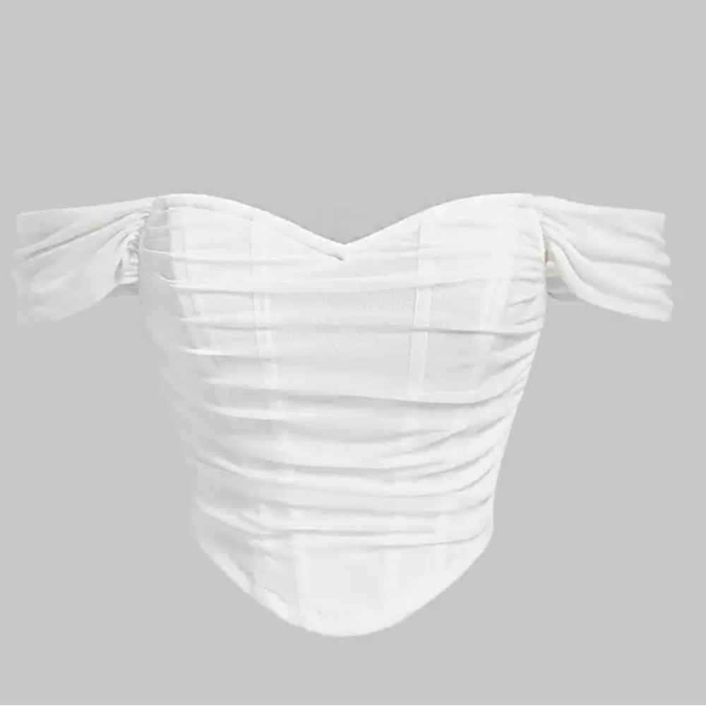 Women’s White Off-Shoulder corset like top with back zip